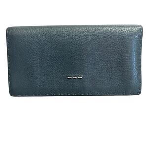 Fendi Selleria Forest Green Grained Leather Long Continental Wallet